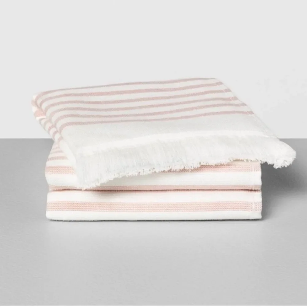Hearth & Hand Striped Pink and White Washcloths